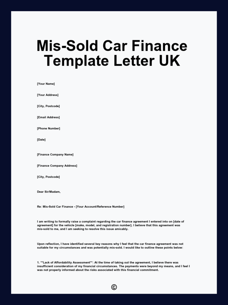 £11Bn Payout Ahead as Regulator Cracks Down on UK Car Finance Mis-Selling 3 Mis Sold Car Finance Template Letter UK